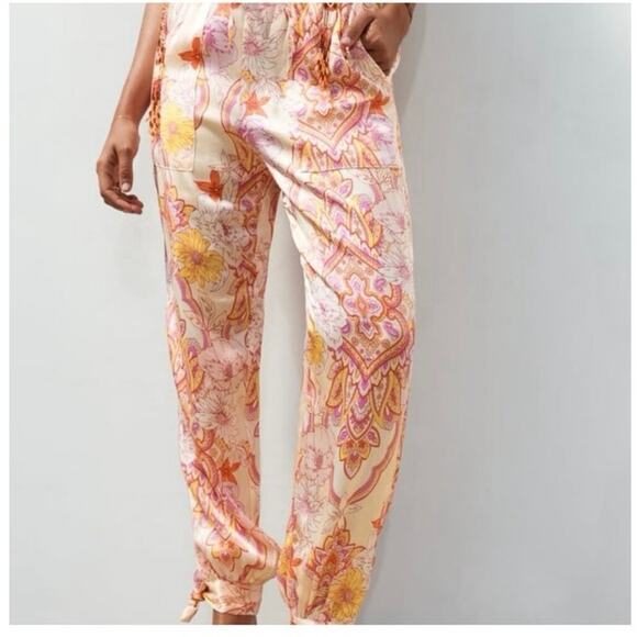 Zara The Sasha Floral Paisley Satin Pant Size M - Picture 2 of 8